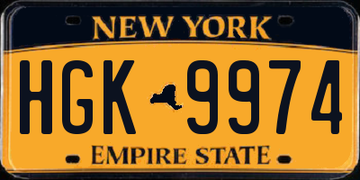 NY license plate HGK9974
