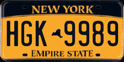 NY license plate HGK9989