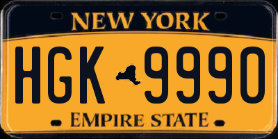 NY license plate HGK9990