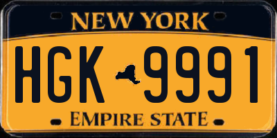 NY license plate HGK9991