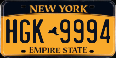 NY license plate HGK9994