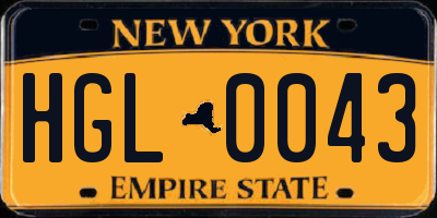 NY license plate HGL0043