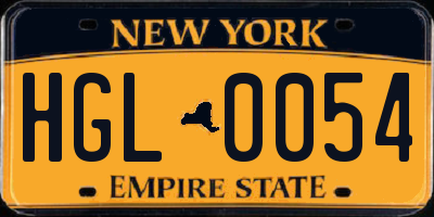 NY license plate HGL0054
