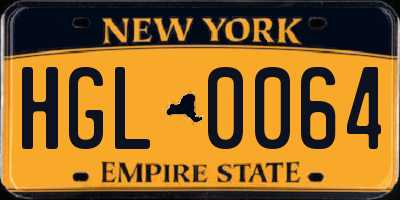 NY license plate HGL0064