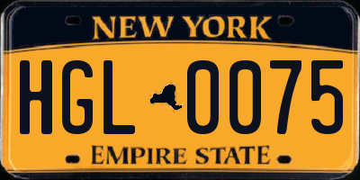 NY license plate HGL0075