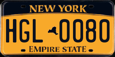 NY license plate HGL0080