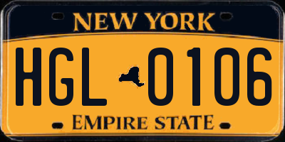 NY license plate HGL0106