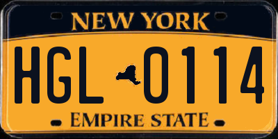 NY license plate HGL0114