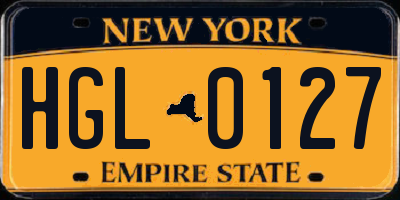 NY license plate HGL0127