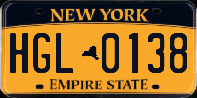 NY license plate HGL0138