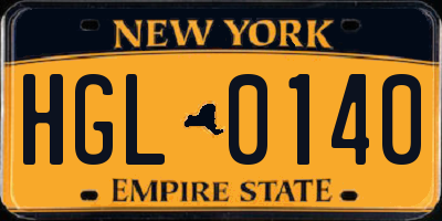 NY license plate HGL0140