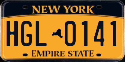 NY license plate HGL0141