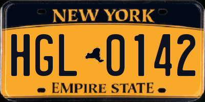 NY license plate HGL0142