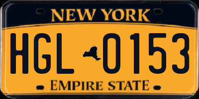 NY license plate HGL0153