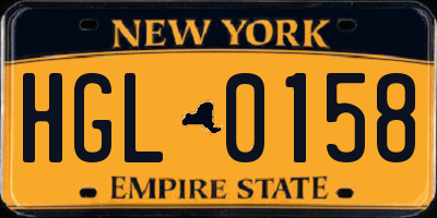 NY license plate HGL0158