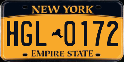 NY license plate HGL0172