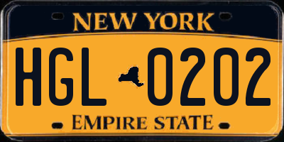 NY license plate HGL0202