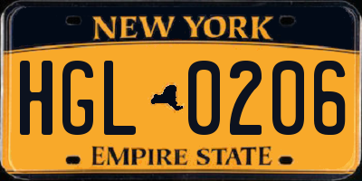 NY license plate HGL0206