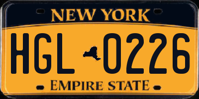NY license plate HGL0226