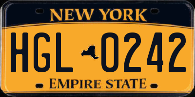 NY license plate HGL0242