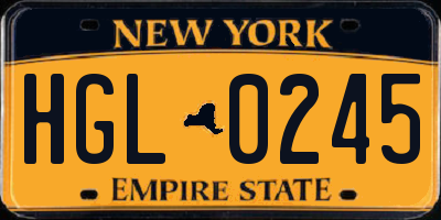 NY license plate HGL0245