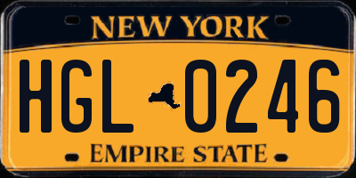 NY license plate HGL0246