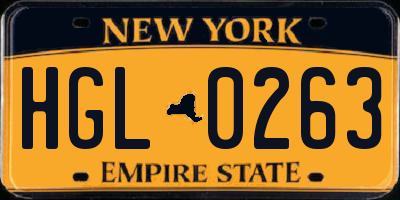 NY license plate HGL0263