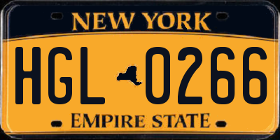 NY license plate HGL0266