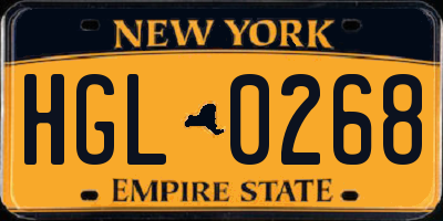 NY license plate HGL0268