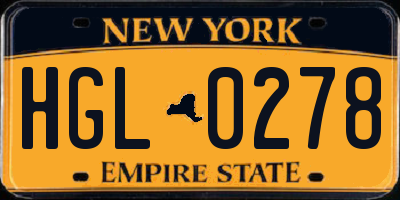 NY license plate HGL0278