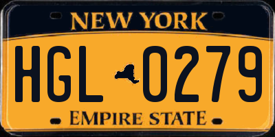NY license plate HGL0279