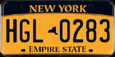 NY license plate HGL0283