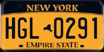 NY license plate HGL0291