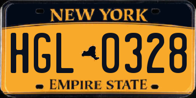 NY license plate HGL0328