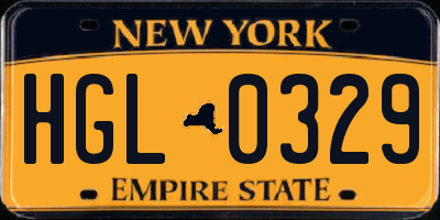 NY license plate HGL0329