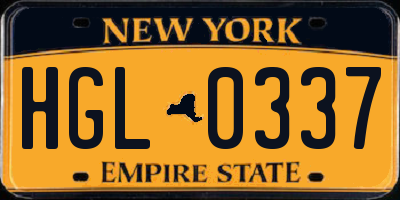 NY license plate HGL0337