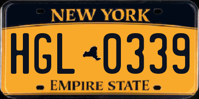 NY license plate HGL0339