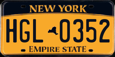 NY license plate HGL0352