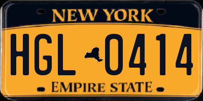 NY license plate HGL0414