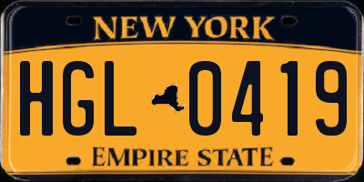 NY license plate HGL0419