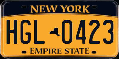 NY license plate HGL0423