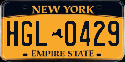 NY license plate HGL0429