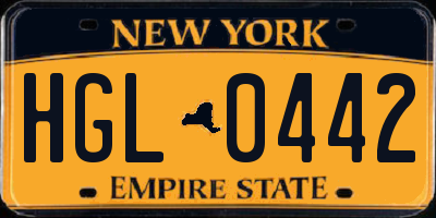 NY license plate HGL0442