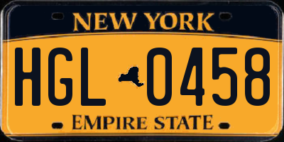 NY license plate HGL0458