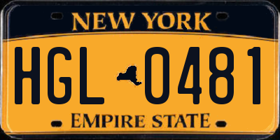 NY license plate HGL0481