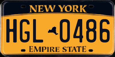 NY license plate HGL0486