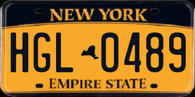 NY license plate HGL0489