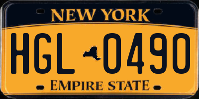 NY license plate HGL0490