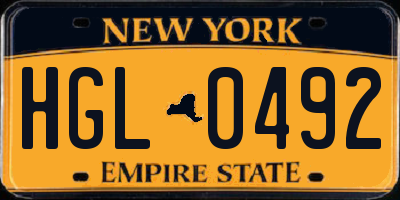 NY license plate HGL0492