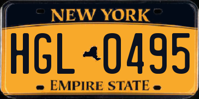 NY license plate HGL0495